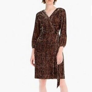NWT - JCrew Leopard Velvet Wrap Dress - 2
